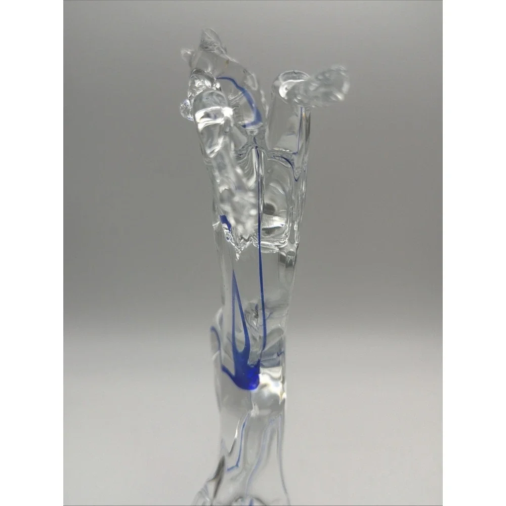Vintage Murano Style Art Glass Horse Figurine Clear Cobalt Blue 8.25